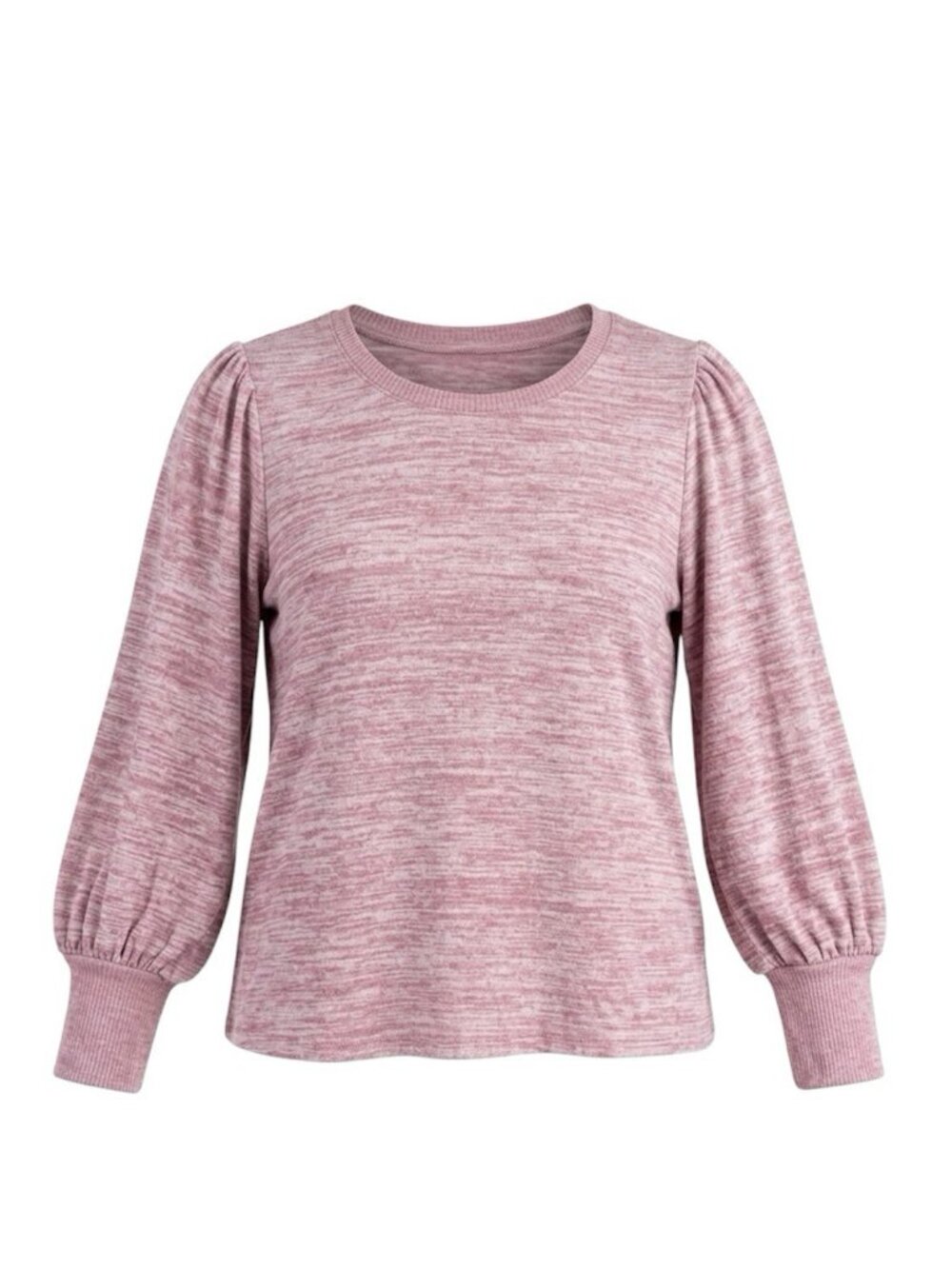 a.n.a Pink Heathered Puff Sleeve Top Knit Crewneck Balloon Sleeve  Size XL